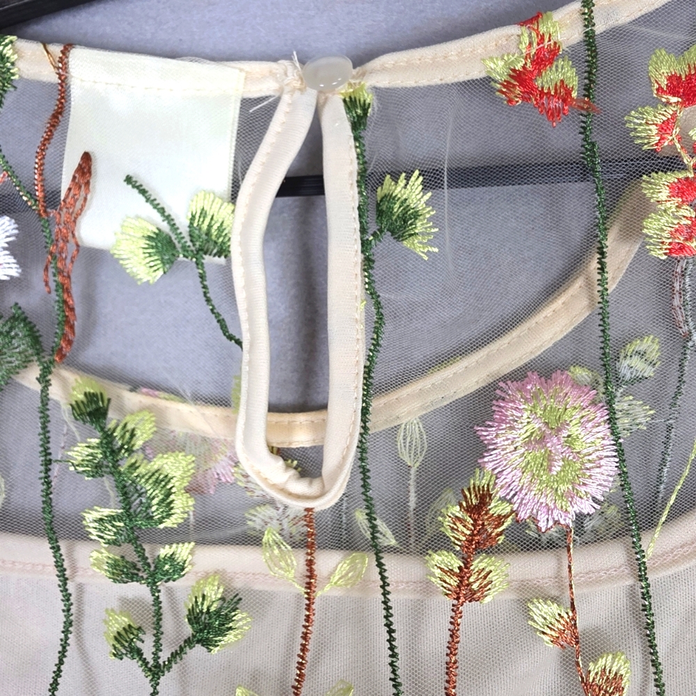 Bedford Fair‎ Embroidery Floral Lace Blouse With Tank Boho Size M - Picture 7 of 9